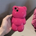 thumbnail image 3 of Compatible with iPhone 12 Clear 3D Cartoon Cute Bear Fashion Design for Women Teen Girls Camera Protect Lovely Animal Shockproof Protective Phone Case-Peach, 3 of 8