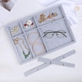 thumbnail image 4 of 12 Grid Ice Velvet Jewelry Drawer Organizer Tray Stackable Jewelry Trays Dividers for Rings Earring Storage Display, 4 of 9