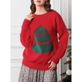 thumbnail image 2 of TheFound  Women's Christmas Tree Sweaters Drop Shoulder Long Sleeve Round Neck Ribbed Loose Knitted Tops, 2 of 8