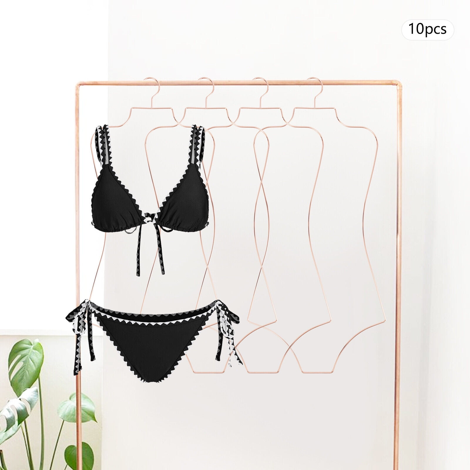 10Pcs Gold Swimsuit Hangers, Iron Body Shape Bikini Display Hanger for Bathing Suit Swimsuits Lingerie Pajamas Underwear for Home Boutique Retail Shop Closet