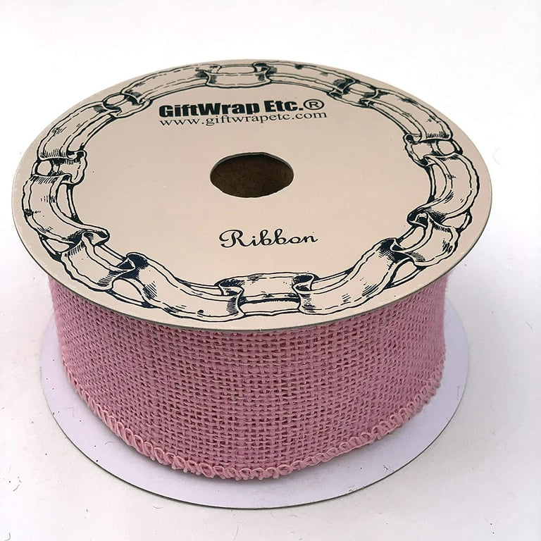CRASPIRE Burlap Ribbon, Hessian Ribbon, Jute Ribbon, with Lace, for Jewelry  Making, Pink, 1-1/2 inch(38mm), about 2m/roll