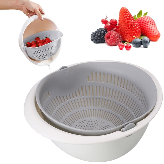 Homesteed Kitchen Colander Strainer Bowl Set Double Layer Fruit Washer Vegetable Washing Basket Multifunctional Drain Rack