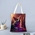 thumbnail image 2 of Corgi Bolso de tela con estampado de lienzo para mujer, bolsa de compras reutilizable y estética, con cremallera interior, regalo para mujer, 35 × 40 cm., 2 of 6
