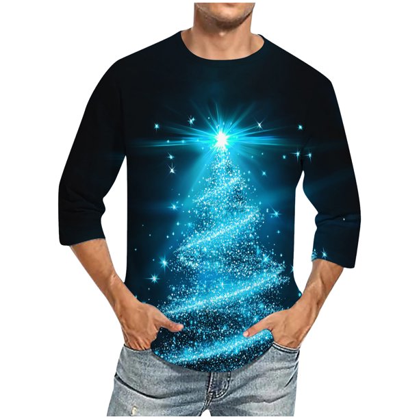 Camisas de Manga Larga para Hombres Imprimir Casual Cuello Redondo Blusa de Manga Corta, Camisas de Lino para Hombres