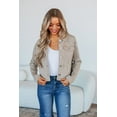 thumbnail image 3 of Gemma Risen Denim Jacket - Taupe, 3 of 5
