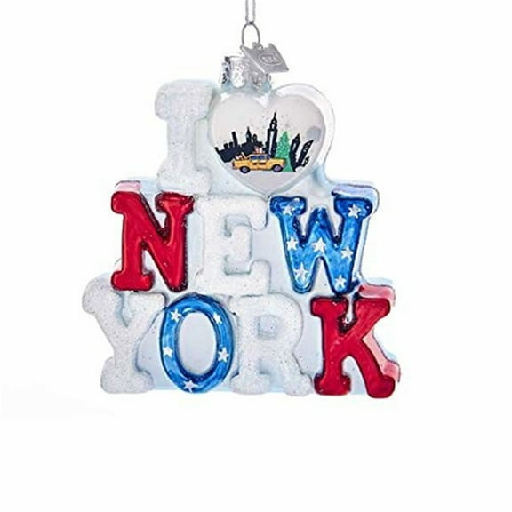 Kurt Adler Noble Gems I Love New York Glass Ornament