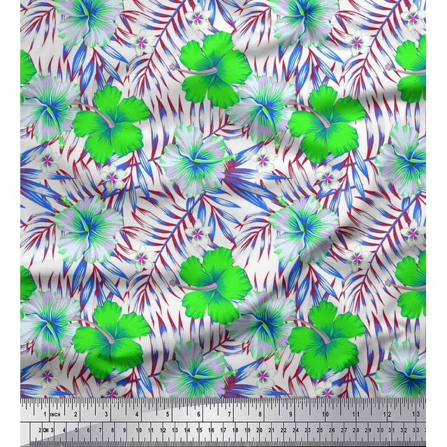 Soimoi Rayon Fabric Floral & Leaves Tropical Decor Fabric Printed Yard 42 Inch Wide