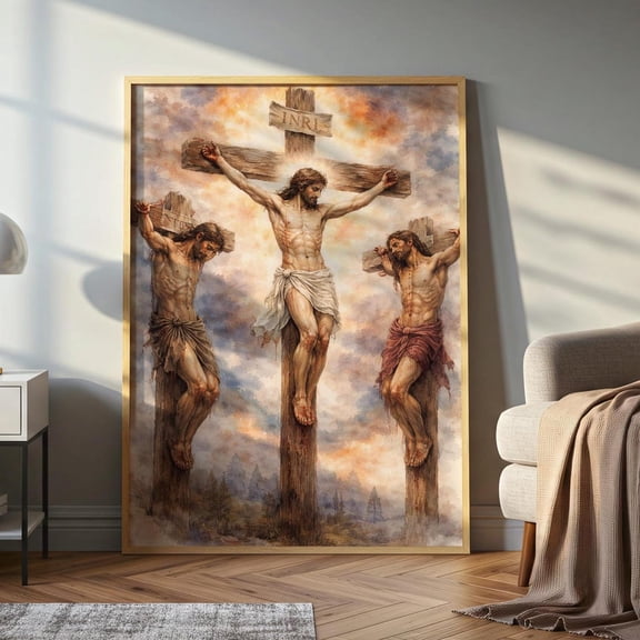 Jesus Crucified On The Cross Poster, Christian Wall Art, Religious Crucifix Print, Faith Spiritual Decor
