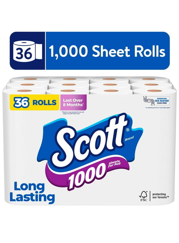 Scott 1000 Toilet Paper, 36 Rolls, 1,000 Sheets per Roll