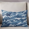 thumbnail image 3 of Ocean Waves Throw Pillow Cover 16 x 24 Inch Decorative Pillow Cover Summer Beach Coastal Nautical Burlap Lumbar Pillowcase Seasonal Rectangle Cushion Case for Couch Sofa Bed Living Room, 3 of 7