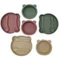 thumbnail image 5 of Plato de cena para alimentación de bebés, juego de cuchara y tenedor, plato de cena integrado de silicona de grado alimenticio, vajilla de oso de dibujos animados para niños, madre y bebé, 5 of 5