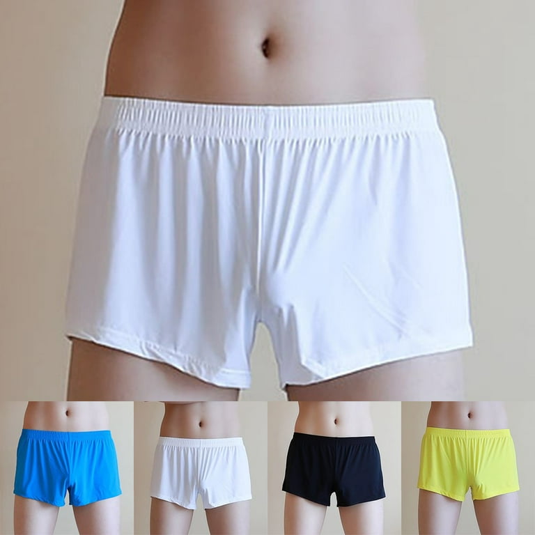 Men Ice Silk Boxer Briefs Trunks Sheer Breathable Seamless Shorts Underwear  