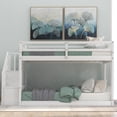 thumbnail image 2 of Harper & Bright Designs Twin Over Twin Bunk Bed Wood Floor Bunk Bed, Ladder with Storage for Living Room, Guest Room, Children Room, 2 of 11