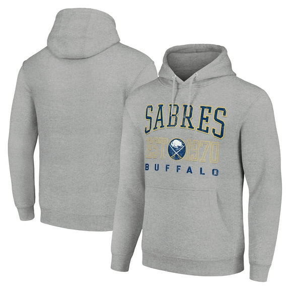 Men's Starter Heather Gray Buffalo Sabres Retro Graphic Pullover Hoodie
