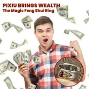 HETICA Pixiu Feng Shui Ring for Men Women, Adjustable Wealth and Protection Good Luck Money Amulet, Fortune Wide Face Ring