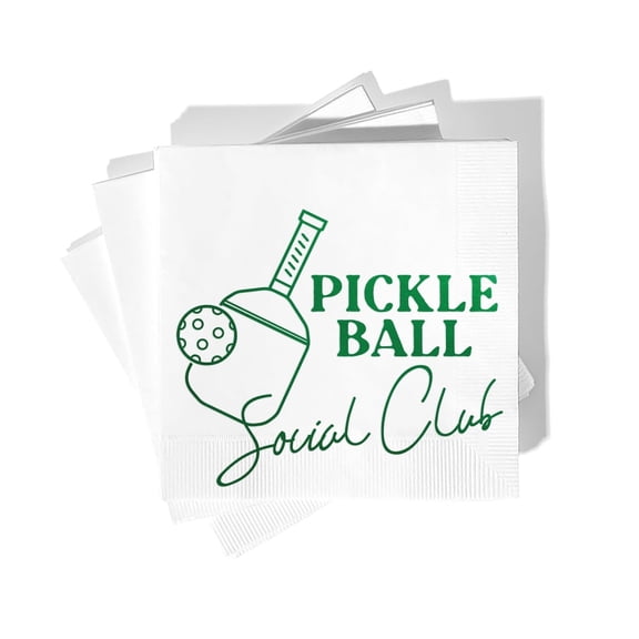 ForYourParty Pickleball Social Club Napkin Pack - White and Green