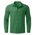 thumbnail image 3 of fvwitlyh Shirts Men's Chambray Pintuck Short Sleeve Button-Down Shirt Green 5X-Large, 3 of 5
