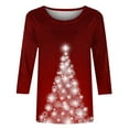 thumbnail image 5 of GA WEIHUA Savings Clearance 2024!Xmas Tree Graphic Tshirts For Women Funny Christmas Printed Tops 3/4 Sleeve Casual Crew Neck T Shirt Blouses women shirts causual(Red,Medium), 5 of 5