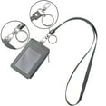 thumbnail image 3 of Slim Badge Holder Wallet, PU Leather Vertical Name Card Holder with 1 Key Ring, 1 ID Window, 4 Card Slots, 1 Side Zipper Pocket and 1 18.8" PU Neck Lanyard/Strap-Gray, 3 of 7