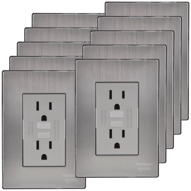 Tomacorriente Doble Falla Tierra Inoxium1FSilver 10Pzas Contacto Duplex Falla Tierra 125-250VCA 15A 50/60Hz Plateado Ace