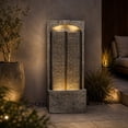 thumbnail image 4 of Morufur 39“ Outdoor Water Fountain with Pump, Modern Cascading Freestanding Wall Fountain with Warm LED Lights for Patio Porch Law, Gray, 4 of 8