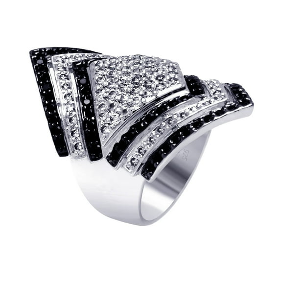 Sterling Silver 925 Black Rhodium Plated Diamond-Shaped Ring White CZ Jewelry Female Size 6