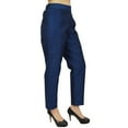 thumbnail image 5 of Phagun Women's Blue Dupion Pants High Waist Narrow Bottom Trousers-XXX-Large, 5 of 8