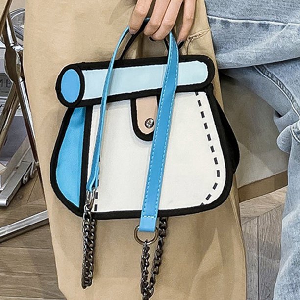 Bolso bandolera Bolsos de lona de estilo 3D Bolso de pastel con correa ajustable Bolso de cartera informal con dibujo en 2D