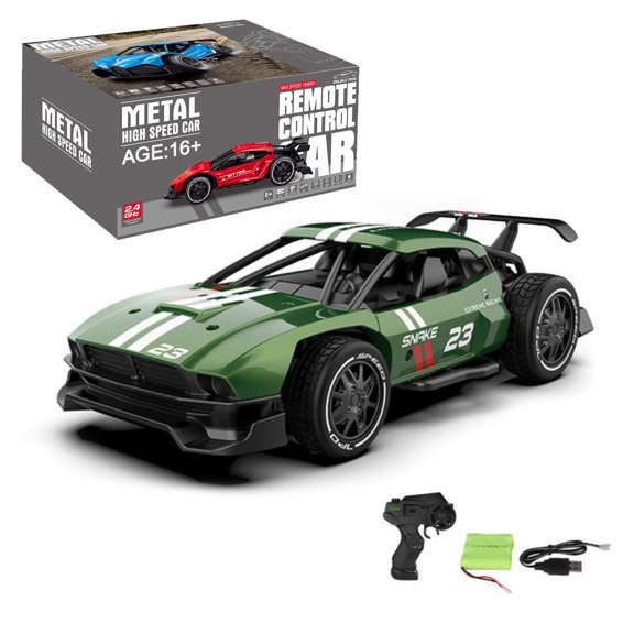 1/24 Scale Mini RC Drift Car for Adults, 2.4G 4WD RC Racing Car with Alloy Body & Glossy Metal Shell, 15  KM/H Remote Control Vehicle for Teens and Adults - RTR