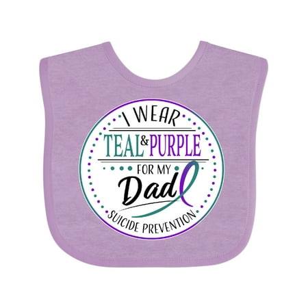 

Inktastic Suicide Prevention- I Wear Teal and Purple for My Dad Gift Baby Boy or Baby Girl Bib