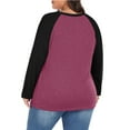 thumbnail image 4 of WellSize Plus Size T Shirts for Women Color Block Long Sleeve Fall Tops Casual Tee Crew Neck Blouses, 4 of 8