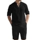 thumbnail image 1 of Tops de Manga Larga Casual Cuello Redondo de Color Sólido con Cintura Elástica Y Cordón Bolsillos de Dos Piezas, Incluye Blusa Y Pantalones para Uso Diario Al Aire Libre, 1 of 7