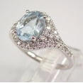 thumbnail image 3 of Women 2.50Ct Oval Cut Simulated Aquamarine Engagement Ring 14K White Gold Plated, 3 of 5