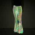 thumbnail image 4 of Idoravan Women's Plus Size Pants Clearance Womens Cool Sexy Stage Colorful Reflective Flare Pants Fashion Slim High Waist Wide Leg Pants, 4 of 8