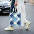 thumbnail image 6 of Canvas Bag Tote Bag Shopping Bag 16×15in Can Be Carried By Hand And Can Be Used For Daily Travel Such As Shopping And Going To Work Argyle Plaid Lightskyblue_49288_3, 6 of 8