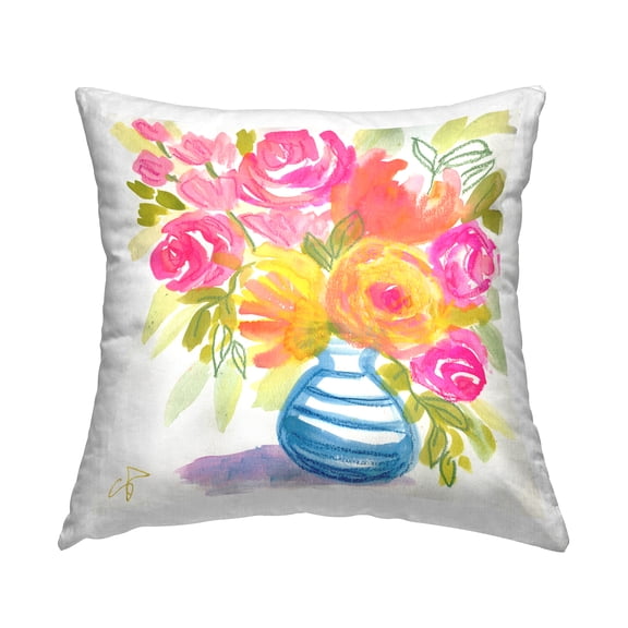 Stupell Industries Pink & Yellow Bouquet Decorative Printed Throw Pillow Design by Suzanne Allard.