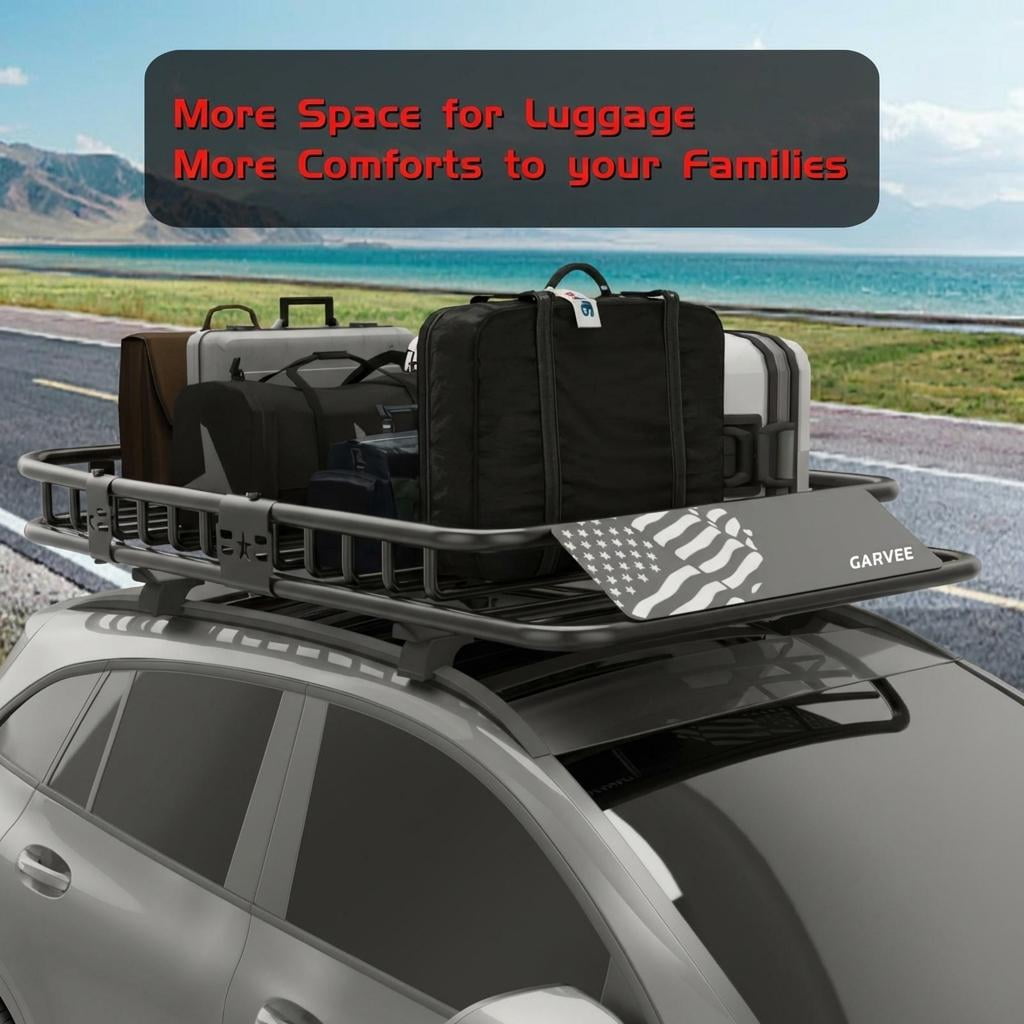 AIKKYS Roof Rack Basket with Extension,84"×39"×6" Universal Rooftop Cargo Carrier Basket,200lb Capacity Heavy Duty Steel Storage Holder Basket for for SUV/Car,Black