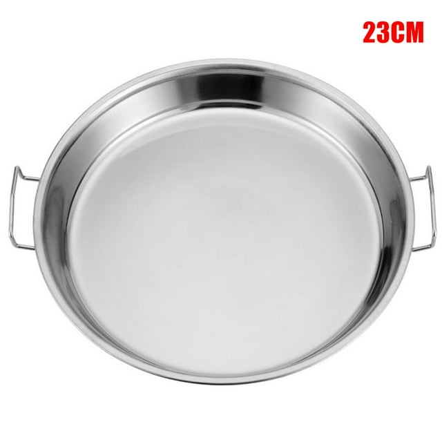 Stainless Steel Pan Cold Noodle Making Tools Steamed Rice Tray Cake Dish for Home Kitchen(23CM)