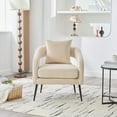 thumbnail image 3 of Living Room Chairs Modern Upholstered Velvet Open Back Accent Chair Barrel Dining Chair with Metal Legs, Cozy Round Sofa Leisure Lounge Club Armchair for Living Room,Bedroom Reception Dining Room and, 3 of 11
