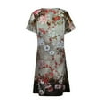 thumbnail image 4 of Womens Summer Printing Short Sleeve V Neck Mid Thigh Length Dresses Fashion Dress, 4 of 5