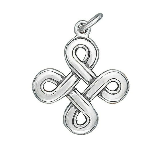 Sterling Silver 16" .8mm Box Chain Celtic Knot Pendant Necklace