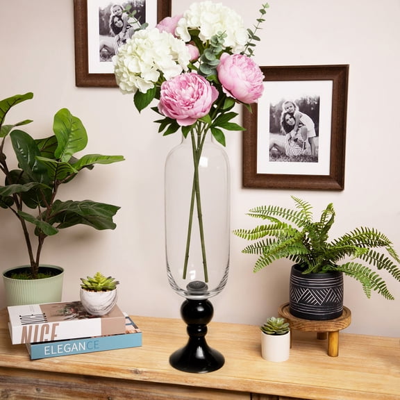 Northlight Pedestal-Style Glass Vase - 23.75" - Clear and Black