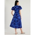 thumbnail image 2 of Scoop Women's Cut Out Midi Dress with Puff Sleeves, Sizes XS-XXL, 2 of 4