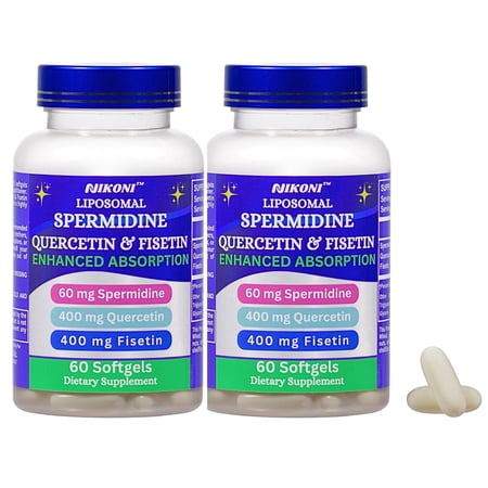 Nikoni Liposomal Spermidine, Quercetin and Fisetin Supplement, Antioxidant, Cellular Wellness, 120 Softgels