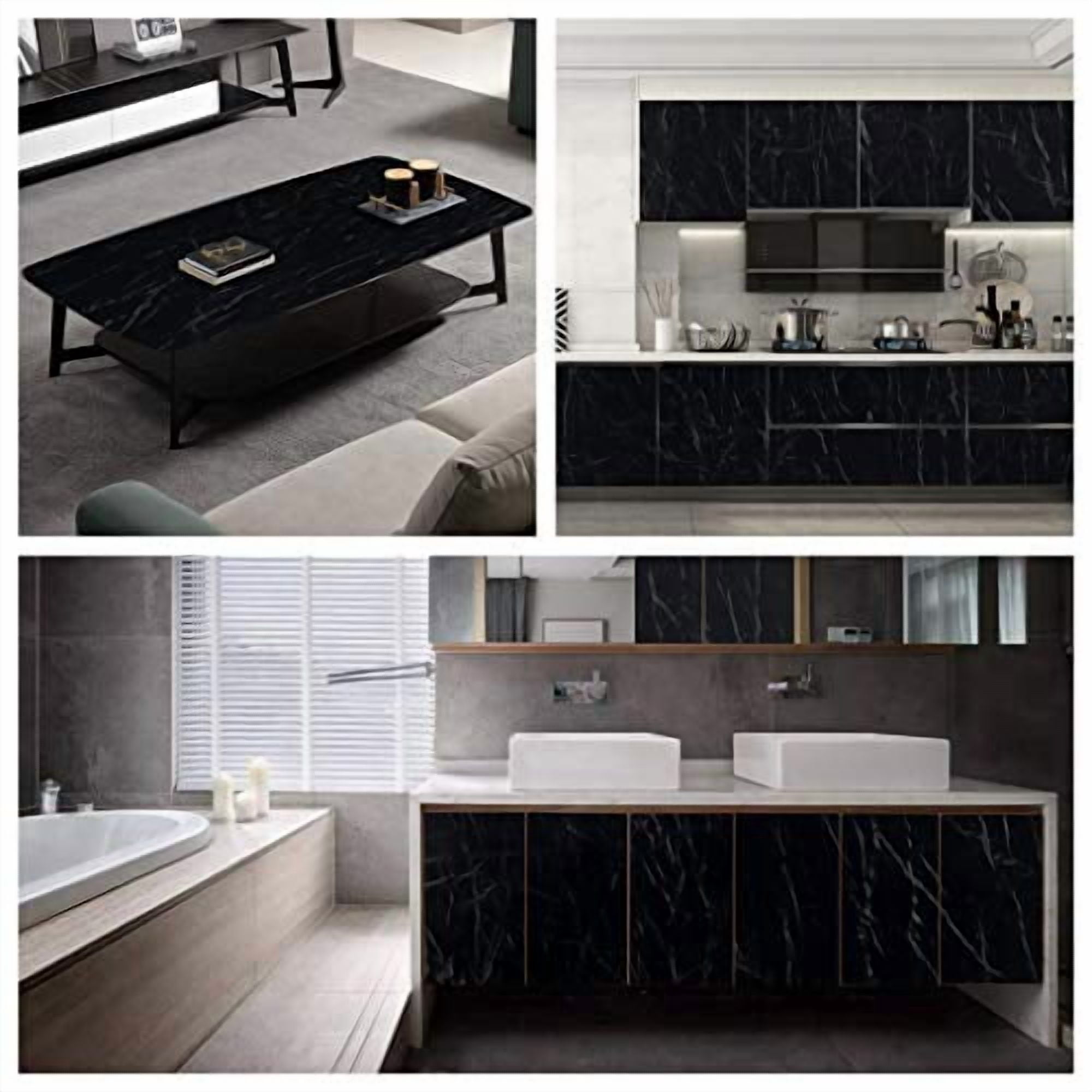 Arthome Marble Black, Peel & Stick Wallpaper 17'' x 120''