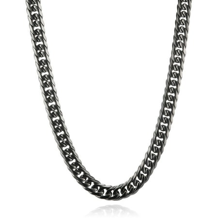 Crucible Black IP Plated Stainless Steel Polished 10mm Curb Chain, 24