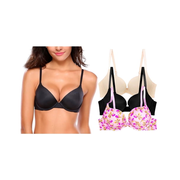 Paquete con 3 Brasier Doble Push Up, Aumenta Hasta 2 Tallas