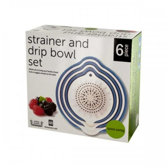 Bulk Buys OL427 Strainer & Drip Bowl Set, White & Blue