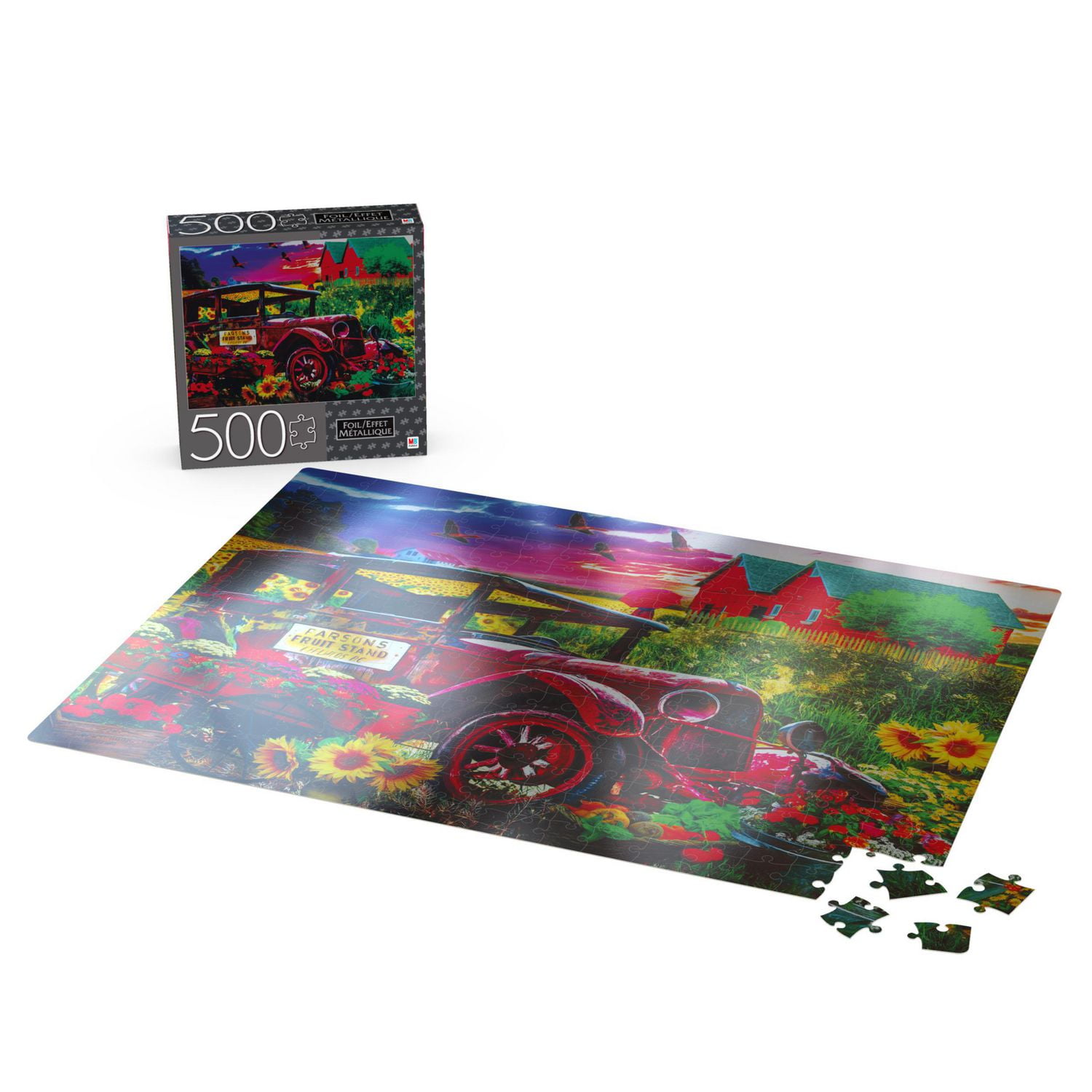 500-Piece Jigsaw Puzzle with Foil Accents, Country Market Painting