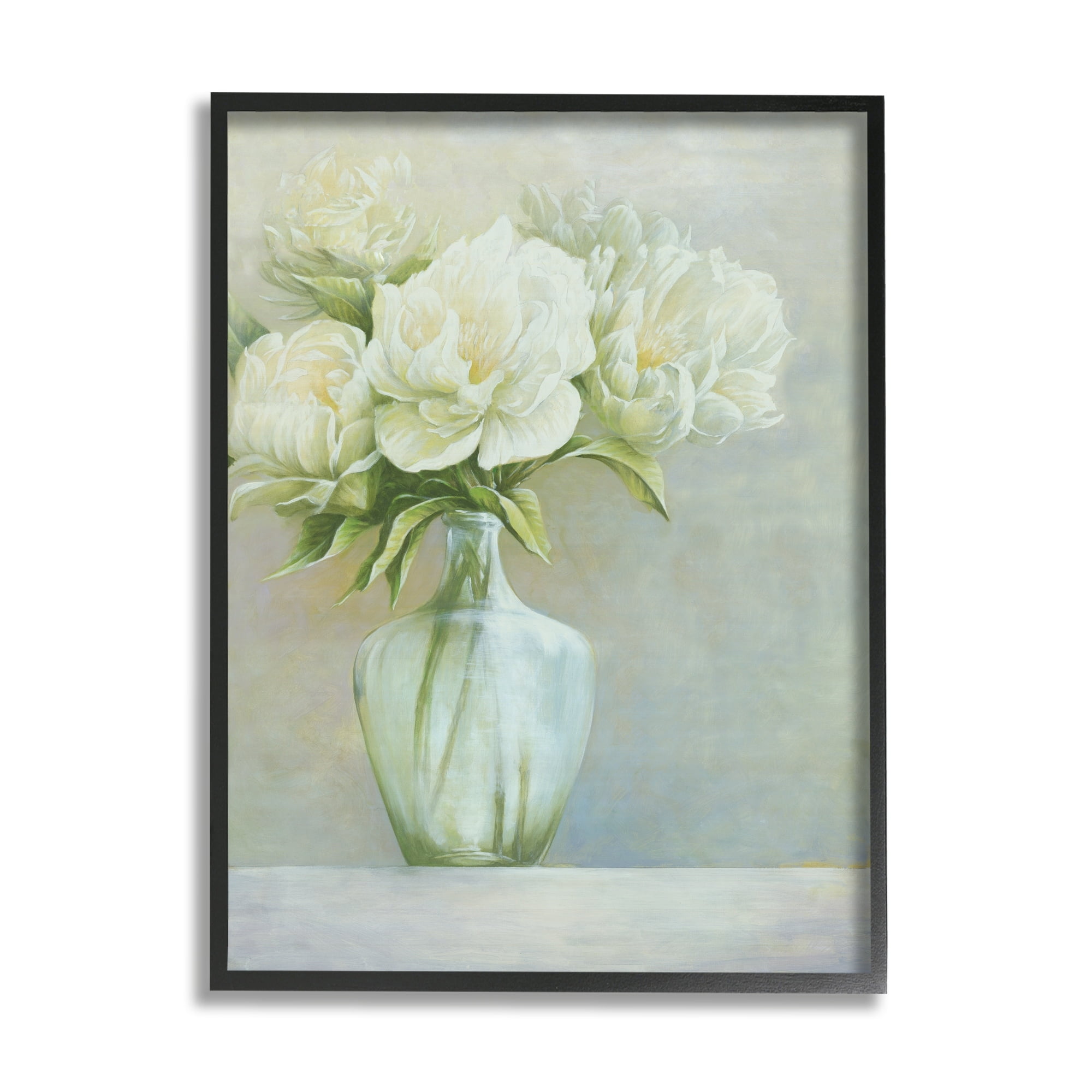 Stupell Industries Blooming White Flowers Traditional Vase Still Life Painting Gray Framed Art Print Wall Art, Design by Cloverfield & Co.